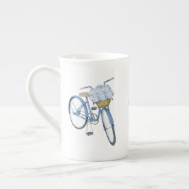 Fiets met Hortensia Mand Bloemenliefhebber Porselein Kop