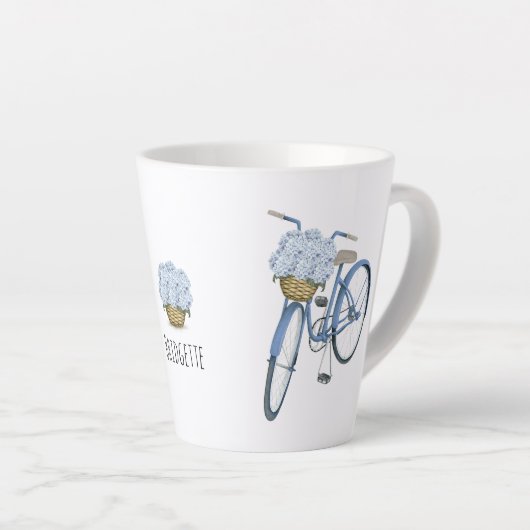 Fiets met Hydrangea Basket Flower Lover Ceramic Latte Mok (Rechterhoek)