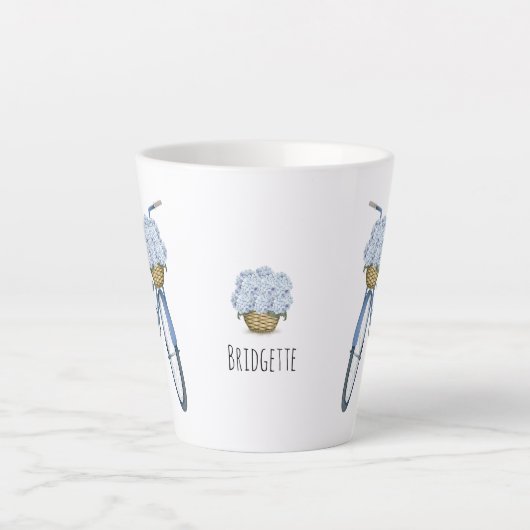 Fiets met Hydrangea Basket Flower Lover Ceramic Latte Mok (Voorkant)