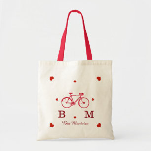 fiets met initialen en met een persoonlijke naam tote bag