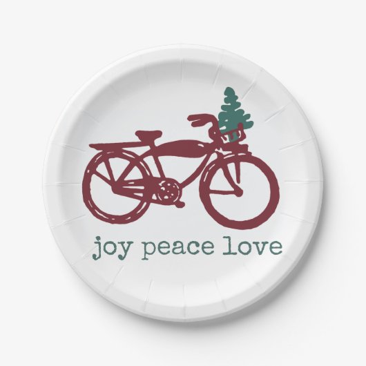  fiets met kerstboomontwerp papieren bordje (Voorkant)