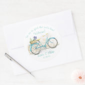 Fiets met mand Aqua Welkom Ronde Sticker (Envelop)
