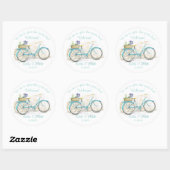 Fiets met mand Aqua Welkom Ronde Sticker (Vel)