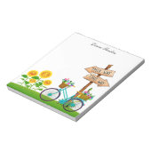 fiets met mand bloemen notitieblok (Linkerzijde)