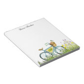 fiets met mand bloemen notitieblok (Schuin)