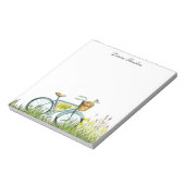 fiets met mand bloemen notitieblok (Linkerzijde)