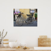 Fiets met mand vol hortensia's poster (Keuken)