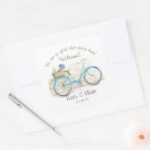 Fiets met Mand Welkom Vierkante Sticker (Envelop)