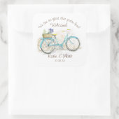  Fiets met Mand Welkom Vierkante Sticker (Tas)