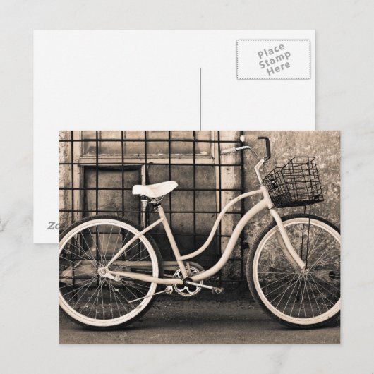  fiets met mandje briefkaart (Voorkant / Achterkant)