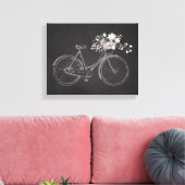 fiets met mooie roze & witte bloemen canvas afdruk (Insitu (Woonkamer))