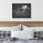 fiets met mooie roze & witte bloemen canvas afdruk (Insitu (Slaapkamer))