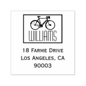 Fiets met naam & retour adres, vierkant  zelfinktende stempel (Design)