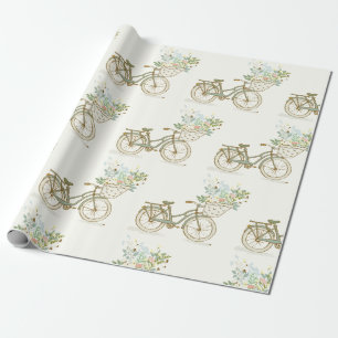 fiets met pakpapier met bloemen
