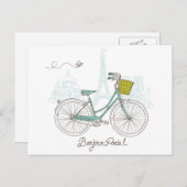  fiets met schattig mandje in Parijs Briefkaart (Voorkant / Achterkant)