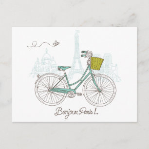 fiets met schattig mandje in Parijs Briefkaart