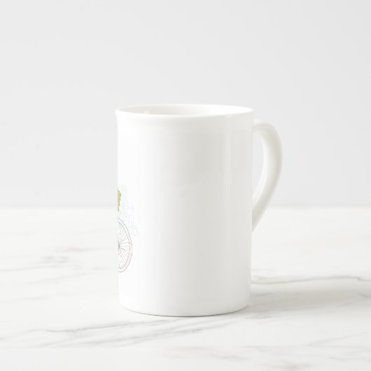  fiets met schattig mandje in Parijs Porselein Kop (Voorkant rechts)