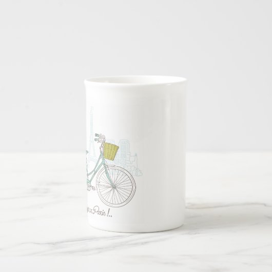 fiets met schattig mandje in Parijs Porselein Kop (Voorkant)