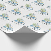 fiets met witte kat en madeliefje cadeaupapier (Hoek)