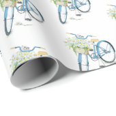 fiets met witte kat en madeliefje cadeaupapier (Rol Hoek)