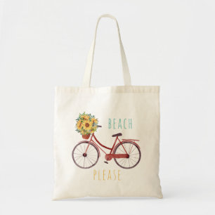 fiets met zonnebloemen tote bag