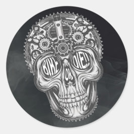 Fiets of Sterf!! Schedelontwerp Ronde Sticker