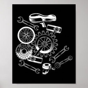 Fiets Onderdelen Wielrennen Fietser MTB BMX Poster