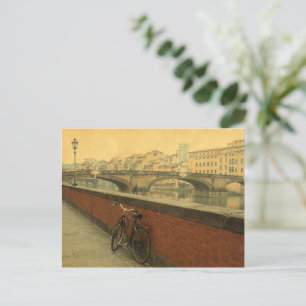fiets op achtergrond Oude brug in Florence Briefkaart