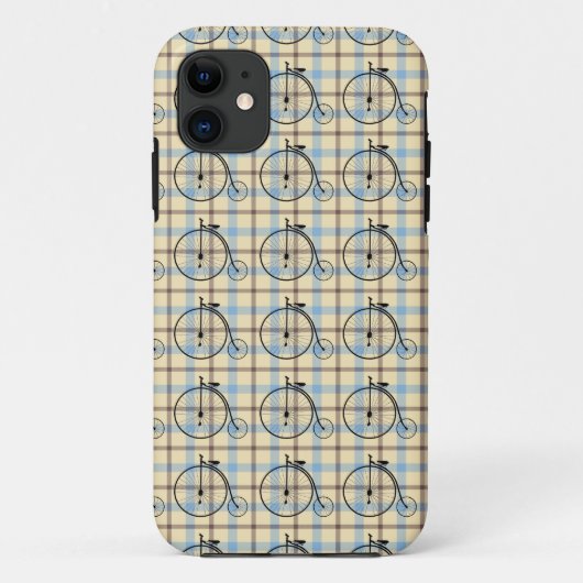  fiets op een achtergrond met tartan Case-Mate iPhone case (Achterkant)