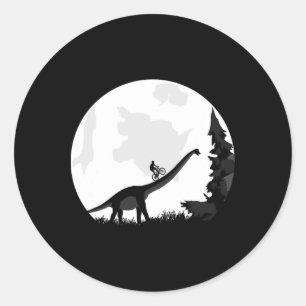 Fiets op een dinosaurus maan silhouet Mtb berg fie Ronde Sticker