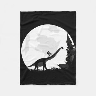 Fiets op een dinosaurus-maansilhouet Mtb Mountain  Fleece Deken