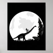 Fiets op een dinosaurus-maansilhouet Mtb Mountain Poster (Voorkant)