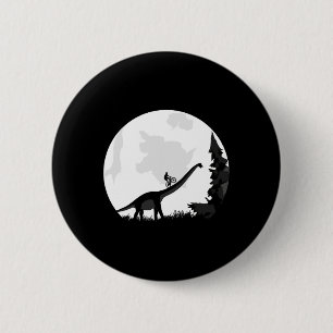 Fiets op een dinosaurusmaan silhouet Mtb berg fiet Ronde Button 5,7 Cm