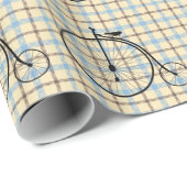  fiets op een tartanpatroon cadeaupapier (Rol Hoek)