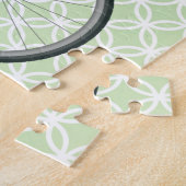  fiets op groene retro kunst legpuzzel (Zijkant)