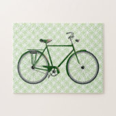  fiets op groene retro kunst legpuzzel (Horizontaal)