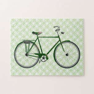  fiets op groene retro kunst legpuzzel
