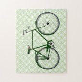  fiets op groene retro kunst legpuzzel (Verticaal)