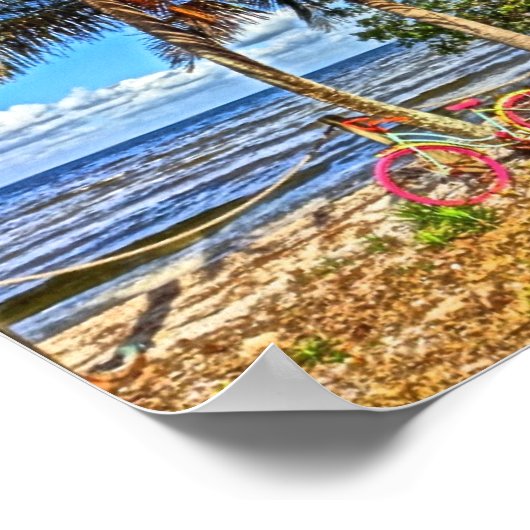 Fiets op het strand Pine Island Florida Printable Poster (Hoek)