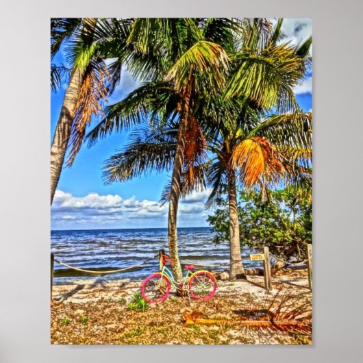 Fiets op het strand Pine Island Florida Printable  Poster (Voorkant)