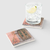  fiets op oud straatontwerp stenen onderzetter (Zijkant)