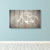 fiets op Rustic Wooden Board Wall Art Canvas Afdruk (Insitu (Houten vloer))
