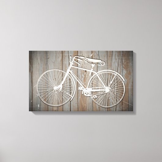 fiets op Rustic Wooden Board Wall Art Canvas Afdruk (Voorkant)