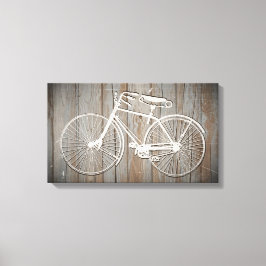  fiets op Rustic Wooden Board Wall Art Canvas Afdruk