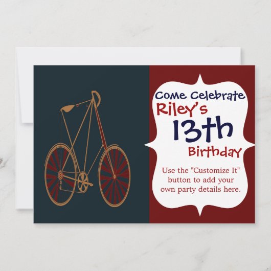 fiets oude rode roodbaars kaart (Voorkant)