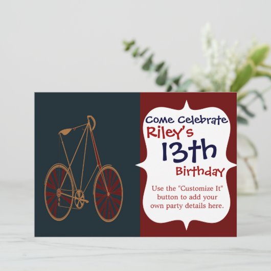  fiets oude rode roodbaars kaart (Staand voorkant)