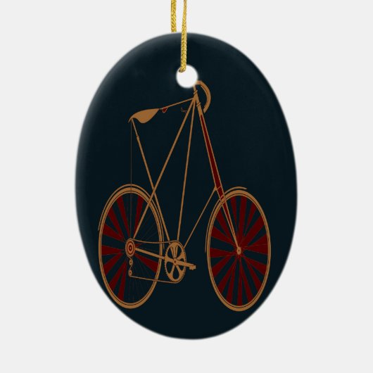  fiets oude rode roodbaars keramisch ornament (Achterkant)