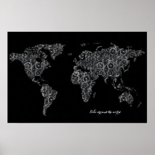 fiets over de hele wereld, fietsen poster