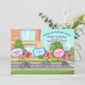 Fiets Parade Verjaardag Uitnodiging (Staand voorkant)