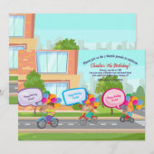 Fiets Parade Verjaardag Uitnodiging (Voorkant / Achterkant)